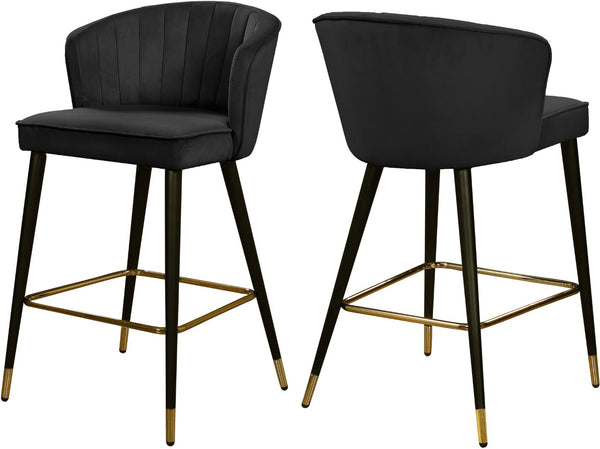 Cassie Velvet / Engineered Wood / Metal / Foam Contemporary Black Velvet Stool - 20" W x 21" D x 36.5" H