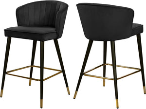 Cassie Velvet / Engineered Wood / Metal / Foam Contemporary Black Velvet Stool - 20" W x 21" D x 36.5" H