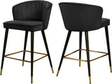 Cassie Velvet / Engineered Wood / Metal / Foam Contemporary Black Velvet Stool - 20" W x 21" D x 36.5" H