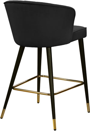Cassie Velvet / Engineered Wood / Metal / Foam Contemporary Black Velvet Stool - 20" W x 21" D x 36.5" H