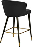 Cassie Velvet / Engineered Wood / Metal / Foam Contemporary Black Velvet Stool - 20" W x 21" D x 36.5" H