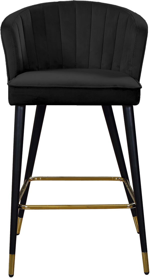 Cassie Velvet / Engineered Wood / Metal / Foam Contemporary Black Velvet Stool - 20" W x 21" D x 36.5" H