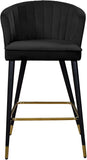 Cassie Velvet / Engineered Wood / Metal / Foam Contemporary Black Velvet Stool - 20" W x 21" D x 36.5" H