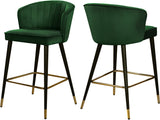 Cassie Velvet / Engineered Wood / Metal / Foam Contemporary Green Velvet Stool - 20" W x 21" D x 36.5" H