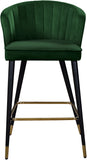 Cassie Velvet / Engineered Wood / Metal / Foam Contemporary Green Velvet Stool - 20" W x 21" D x 36.5" H