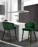 Cassie Velvet / Engineered Wood / Metal / Foam Contemporary Green Velvet Stool - 20" W x 21" D x 36.5" H