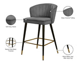 Cassie Velvet / Engineered Wood / Metal / Foam Contemporary Grey Velvet Stool - 20" W x 21" D x 36.5" H