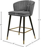 Cassie Velvet / Engineered Wood / Metal / Foam Contemporary Grey Velvet Stool - 20" W x 21" D x 36.5" H