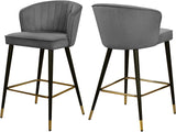 Cassie Velvet / Engineered Wood / Metal / Foam Contemporary Grey Velvet Stool - 20" W x 21" D x 36.5" H