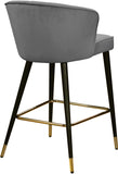 Cassie Velvet / Engineered Wood / Metal / Foam Contemporary Grey Velvet Stool - 20" W x 21" D x 36.5" H