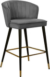 Cassie Velvet / Engineered Wood / Metal / Foam Contemporary Grey Velvet Stool - 20" W x 21" D x 36.5" H