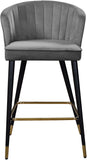 Cassie Velvet / Engineered Wood / Metal / Foam Contemporary Grey Velvet Stool - 20" W x 21" D x 36.5" H