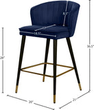 Cassie Velvet / Engineered Wood / Metal / Foam Contemporary Navy Velvet Stool - 20" W x 21" D x 36.5" H