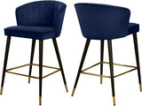 Cassie Velvet / Engineered Wood / Metal / Foam Contemporary Navy Velvet Stool - 20" W x 21" D x 36.5" H