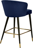 Cassie Velvet / Engineered Wood / Metal / Foam Contemporary Navy Velvet Stool - 20" W x 21" D x 36.5" H