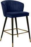 Cassie Velvet / Engineered Wood / Metal / Foam Contemporary Navy Velvet Stool - 20" W x 21" D x 36.5" H