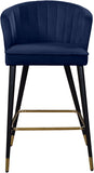 Cassie Velvet / Engineered Wood / Metal / Foam Contemporary Navy Velvet Stool - 20" W x 21" D x 36.5" H