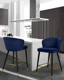 Cassie Velvet / Engineered Wood / Metal / Foam Contemporary Navy Velvet Stool - 20" W x 21" D x 36.5" H