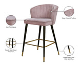 Cassie Velvet / Engineered Wood / Metal / Foam Contemporary Pink Velvet Stool - 20" W x 21" D x 36.5" H