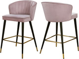 Cassie Velvet / Engineered Wood / Metal / Foam Contemporary Pink Velvet Stool - 20" W x 21" D x 36.5" H