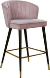 Cassie Velvet / Engineered Wood / Metal / Foam Contemporary Pink Velvet Stool - 20" W x 21" D x 36.5" H