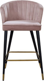 Cassie Velvet / Engineered Wood / Metal / Foam Contemporary Pink Velvet Stool - 20" W x 21" D x 36.5" H