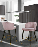 Cassie Velvet / Engineered Wood / Metal / Foam Contemporary Pink Velvet Stool - 20" W x 21" D x 36.5" H