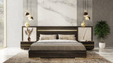 Nova Domus Velondra - Modern Eucalypto + Marble Bed with Two Nightstands - Queen