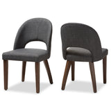Wesley Mid-Century Modern Upholstered Walnut Finished Wood Dining Chair (Set of 2)