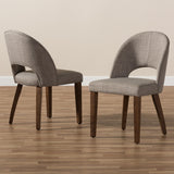 Baxton Studio Wesley Mid-Century Modern Light Grey Fabric Upholstered Walnut Finished Wood Dining Chair (Set of 2)