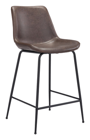 English Elm EE2714 100% Polyurethane, Plywood, Steel Modern Commercial Grade Counter Chair Brown, Black 100% Polyurethane, Plywood, Steel