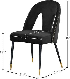 Akoya Velvet / Engineered Wood / Metal / Foam Contemporary Black Velvet Dining Chair - 21.5" W x 21" D x 35" H