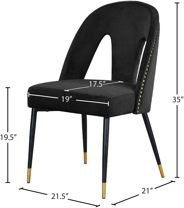 Akoya Velvet / Engineered Wood / Metal / Foam Contemporary Black Velvet Dining Chair - 21.5" W x 21" D x 35" H