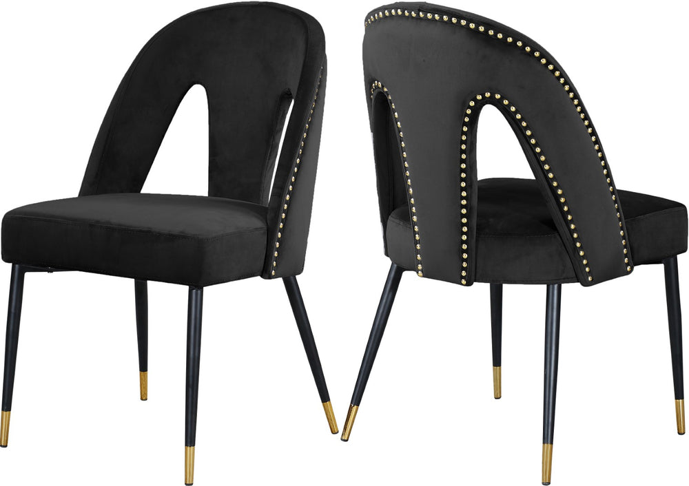 Akoya Velvet / Engineered Wood / Metal / Foam Contemporary Black Velvet Dining Chair - 21.5" W x 21" D x 35" H