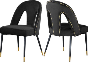 Akoya Velvet / Engineered Wood / Metal / Foam Contemporary Black Velvet Dining Chair - 21.5" W x 21" D x 35" H