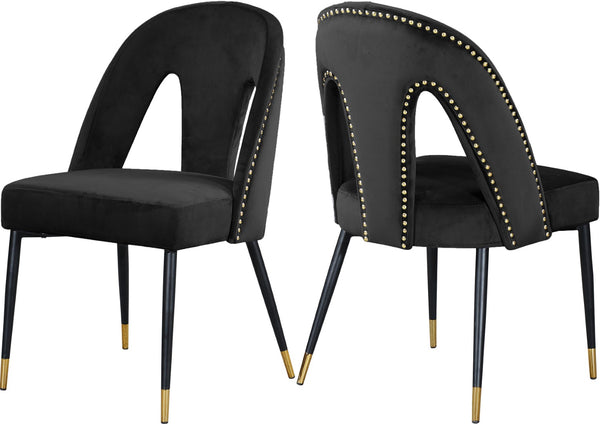 Akoya Velvet / Engineered Wood / Metal / Foam Contemporary Black Velvet Dining Chair - 21.5" W x 21" D x 35" H