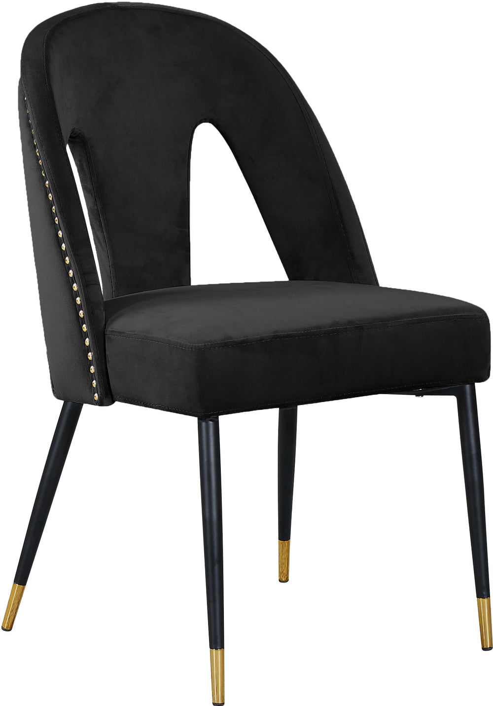 Akoya Velvet / Engineered Wood / Metal / Foam Contemporary Black Velvet Dining Chair - 21.5" W x 21" D x 35" H