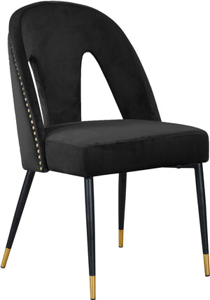 Akoya Velvet / Engineered Wood / Metal / Foam Contemporary Black Velvet Dining Chair - 21.5" W x 21" D x 35" H