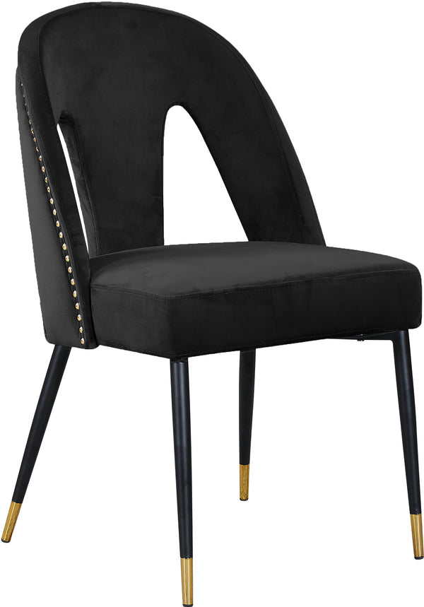 Akoya Velvet / Engineered Wood / Metal / Foam Contemporary Black Velvet Dining Chair - 21.5" W x 21" D x 35" H