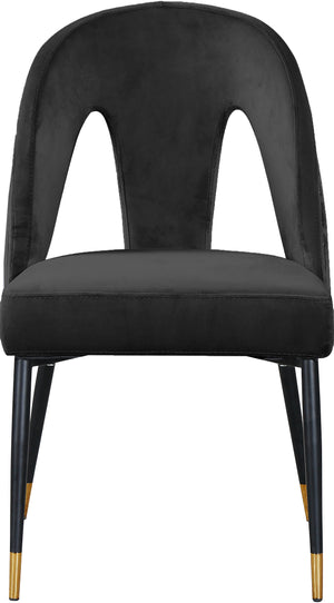 Akoya Velvet / Engineered Wood / Metal / Foam Contemporary Black Velvet Dining Chair - 21.5" W x 21" D x 35" H