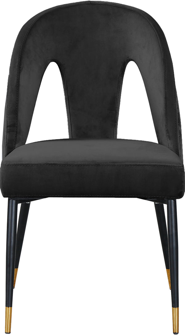 Akoya Velvet / Engineered Wood / Metal / Foam Contemporary Black Velvet Dining Chair - 21.5" W x 21" D x 35" H