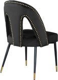 Akoya Velvet / Engineered Wood / Metal / Foam Contemporary Black Velvet Dining Chair - 21.5" W x 21" D x 35" H