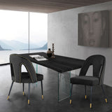 Akoya Velvet / Engineered Wood / Metal / Foam Contemporary Black Velvet Dining Chair - 21.5" W x 21" D x 35" H