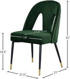 Akoya Velvet / Engineered Wood / Metal / Foam Contemporary Green Velvet Dining Chair - 21.5" W x 21" D x 35" H
