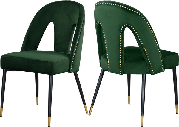 Akoya Velvet / Engineered Wood / Metal / Foam Contemporary Green Velvet Dining Chair - 21.5" W x 21" D x 35" H