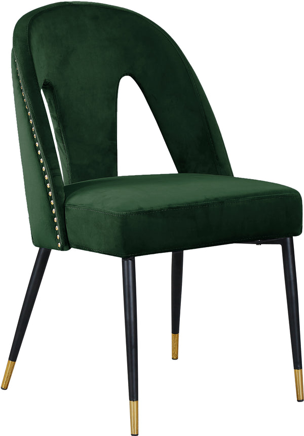 Akoya Velvet / Engineered Wood / Metal / Foam Contemporary Green Velvet Dining Chair - 21.5" W x 21" D x 35" H