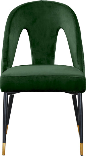 Akoya Velvet / Engineered Wood / Metal / Foam Contemporary Green Velvet Dining Chair - 21.5" W x 21" D x 35" H