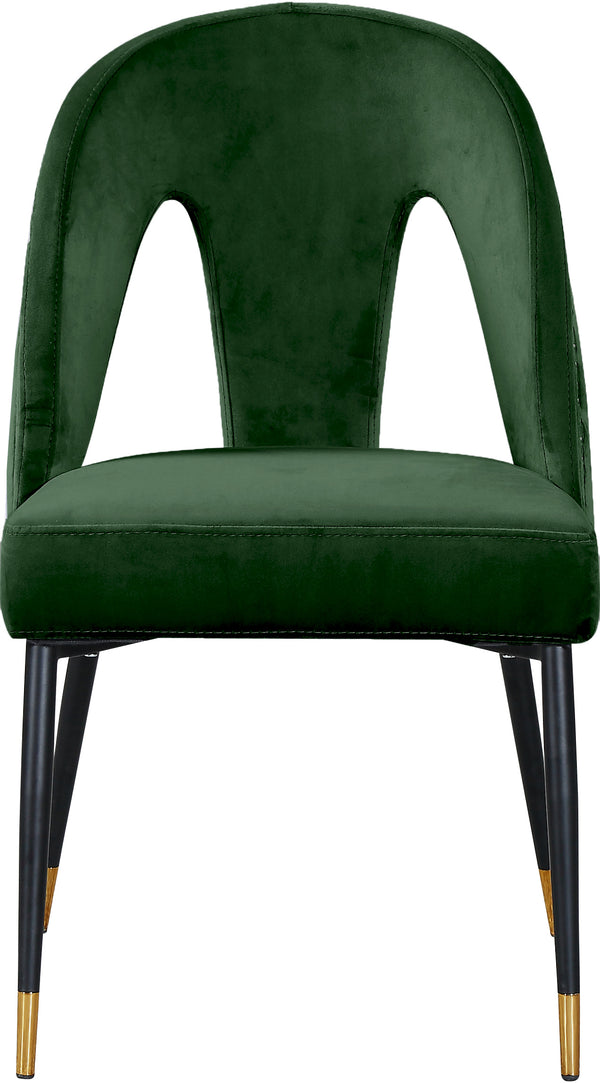 Akoya Velvet / Engineered Wood / Metal / Foam Contemporary Green Velvet Dining Chair - 21.5" W x 21" D x 35" H