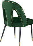 Akoya Velvet / Engineered Wood / Metal / Foam Contemporary Green Velvet Dining Chair - 21.5" W x 21" D x 35" H