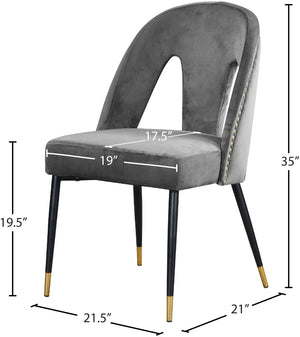 Akoya Velvet / Engineered Wood / Metal / Foam Contemporary Grey Velvet Dining Chair - 21.5" W x 21" D x 35" H